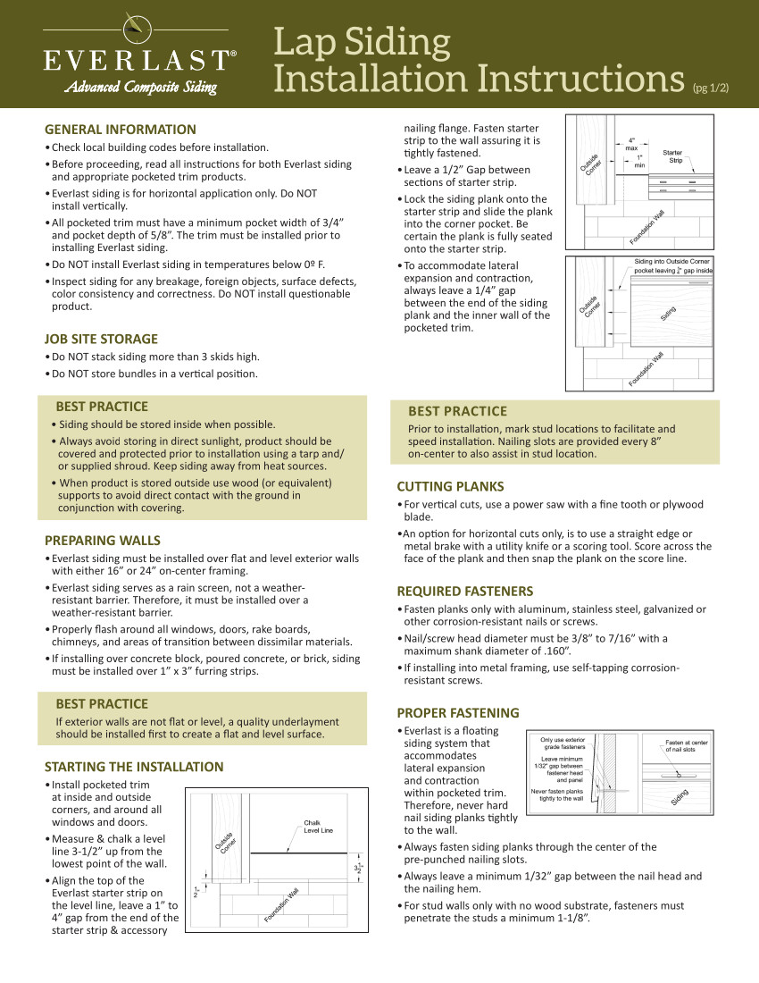 Installation Instructions & Requirements Everlast Advanced Composite